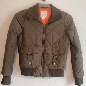 🔥Old Navy Army Green Cropped Puffer Bomber Winter Jacket Size S